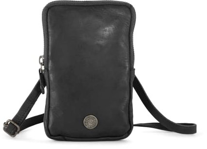 Cas8 LOLA Handytasche zum Umhängen, Smartphonetasche aus 100% Leder mit RFID-Schutz, Umhängetasche für Frauen, 6 Kartenfächer, Verstellbarer & Abnehmbarer Gurt, Graphite