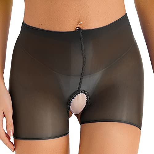 Zaldita Culotte Ouvert Femme Sexy String Slip Transparent Boxer Jockstrap Short de Bain Natation Lingerie Underwear Culotte Caleçon Thong Fesse Nue Noir Taille Unique