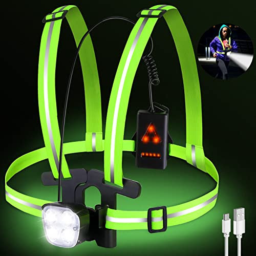 Lauflicht mit Reflektoren - Lauflampe Joggen Brustlampe, LED Lauflicht Joggen mit USB Wiederaufladbar, 500 Lumen 90° Verstellbares LED Brustlicht, brustlampe zum Joggen für Laufen Angeln Campen
