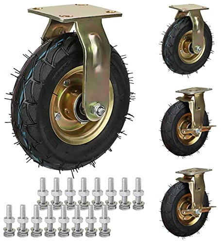 ESOYAWE 200mm 250mm Ruedas De Transporte De Gran Capacidad De Carga Juego De 4, Roulettes Pivotantes con Freno, Capacidad De Carga 115kg por Rueda, para Muebles Aparato Carro Y Equipo