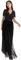 Maya Deluxe Women's Ladies Dress for Wedding Guest Plus Size Empire High Waist Sequins Short Sleeve Evening Bridesmaid, Black, 10