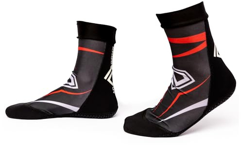 KO Sports Gear - Grip Socks for BJJ, MMA, Yoga, Jiu-Jitsu, Hospital Stays, Maternity & More (Adult US Men’s Sizing), Black & Red, 8-9