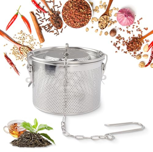 Tissting Filtro De Té 14 cm Acero Inoxidable Con Cadena Colgante - Colador De Té Para Especias Y Hojas De Té, Ideal Para Cocina Y Restaurante, Malla Fina Y Segura