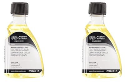 Winsor & Newton 3039748 Gereinigtes Leinöl für Ölfarben, alterungsbeständig, steigert den Glanz und die Transparenz von Ölfarben, verlangsamt den Trocknungsprozess - 250ml Flasche (Packung mit 2)