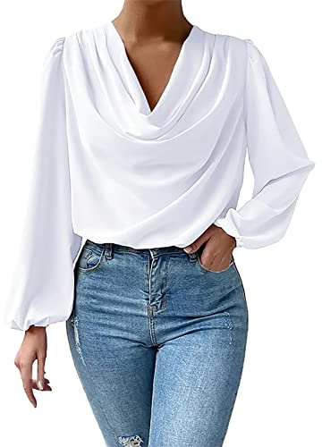 Tee Shirt Femme Manche Longue Col V Hiver Chemisier Femme Chic Et élégant Fluide Dentelle Top Haut Femme Grande Taille Classique Ample Pas Cher Creux Soirée Casual