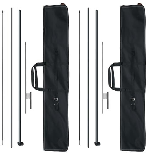 VEVOR Mât de Drapeau Plume, 2 Lots, kit de mâts de Drapeaux publicitaires Professionnels 388,5 cm, avec piquets de Sol, Sac de Transport pour publicités, activités en Plein air (Drapeau Non Inclus)