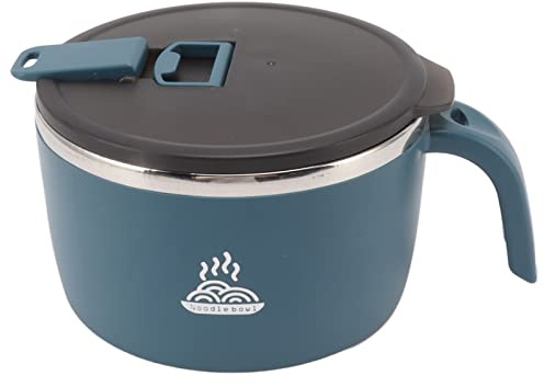 Multifunktionella 900 Ml Nudlar, Rostfritt Stål Bowl L Scald Proof Buldak Ramen Bowl med Lock Cup Noodles Isolerade Rostfritt Soppa Foribyw Lid för Studentens Sovsalskontor (Blå)