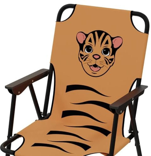 Kinder Outdoor Campingstuhl Klappstuhl Campingstuhl Outdoor Camping klappbar Stahl pulverbeschichtet vers. Motive, Farben:Tiger