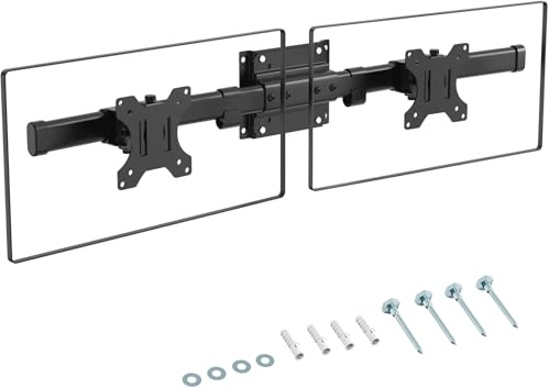 Dual Monitor Wall Mount, Single Mount to Double for 2 Screens up to 35 Inch, Max 10kg per Arm, Horizontal Assembly, VESA 75/100mm