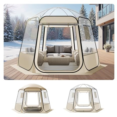 VEVOR Tente Bulle Pop-up, 3 x 2,8 m, Tente Igloo Dôme de Jardin pour 4 à 8 Personnes, Abri de Camping d'Extérieur Transparent avec Fenêtres, Imperméable et Résistante aux UV, Vue Panoramique à 540°