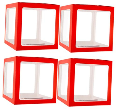 BESPORTBLE 4 Piezas Caja Para Globos Transparente Caja De Globos Cuadrada Para Decoración De Boda Cumpleaños Fiestas y Showers De Fiesta De Bodas Adorno