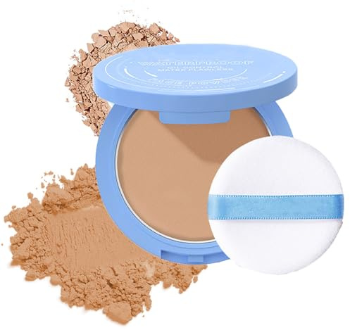 Compact Pressed Face Powder, Beige, Blue Case with Puff, 1 Compact