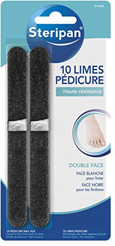 Steripan - 10 Limes à Ongles Pédicure - Haute Résistance - Double Face