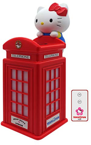 TEKNOFUN - License Hello Kitty - Chargeur sans Fil Hello Kitty à Induction - Cabine Téléphonique Londonienne - Fonctionne sur Secteur - Blanc, Rouge et Bleu - pour Enfants et Adultes - 811254