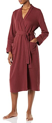 Amazon Essentials Women's Lightweight Waffle Full-Length Robe (Available in Plus Size), Rich Burgundy, L