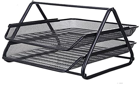 2 Tier Paper Tray Mesh Desk Organizer Office Desktop Document A4 File Desk Tidy Letter Filing Storage