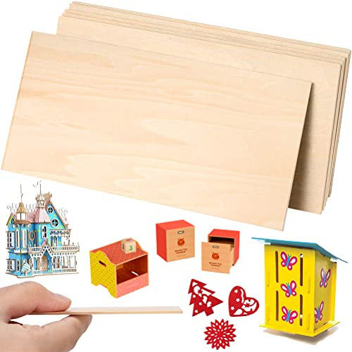 6 Pcs Panneaux en Bois de Balsa, Bois Brut Manuels Bois de Tilleul Fin Non Peint, Panneaux en Contreplaqué de Bois pour Bricolage, Menuiserie, Mini Maison, Bateau, Avion Modèle (200 x 100 x 1,5 mm)