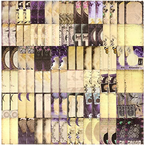 100 Blatt Vintage Magisches Scrapbook Papier, Retro-Journal-Scrapbooking-Dekoratives Zubehör für Journaling Hintergrund Junk Journal Planer Ästhetisches Dekor Collage Album