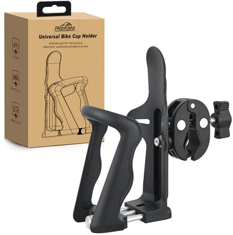 Frokom Motorcycle Cup Holder, Adjustable Bike Water Bottle Holder Universal Size 1.95”- 2.75” Handlebar Bike Bottle Cage, Water Bottle Holder for Motorcycle,Bicycle, Baby Stroller,ATV/UTV,Wheelchair