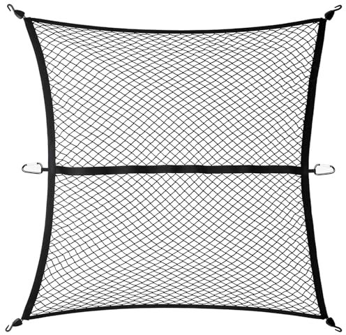Gedlex Rete Elastica per Camion, Rete Bagagliaio Auto con Ganci, Grandi Rete Portaoggetti 1,2 x 1,2 m Estensibile Fino a 2,1 x 2,1 m, Rete da Carico per Pick-up, Auto, SUV, Rimorchio, Barca, Camper