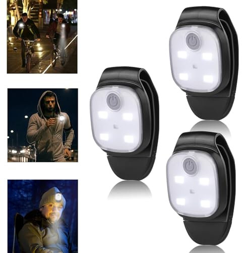 GOMETY 3 Stück LED Clip Lampe Outdoor, LED Stirnlampe mit 3 Lichtmodi USB Wiederaufladbar Nacht Lauflichter Klein Taschenlampe Sicherheitslicht für Wandern Camping Laufen Jogger Rucksack (3)