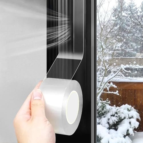 AUCANNIO 10 M x 3 cm Weather Sealing Tape - Winter Window Sealant, Door & Window Draft Seal Film Tape - Keeps Out Cold Air, Dust, Rain (White)