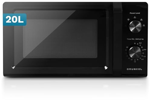 Microondas Grunkel sin grill de 700w MW-20MN con 5 niveles de potencia, descongelacion 20 litros de capacidad y plato de 24,5cm.