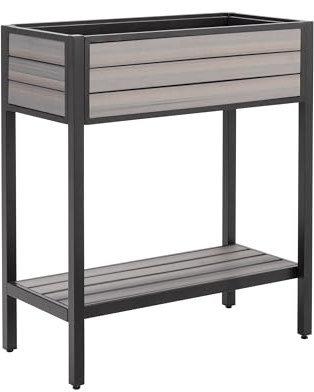Dehner Hochbeet Houston, schmales Balkonhochbeet, 87 x 76 x 38 cm, Volumen 40 l, Kunststoff/Aluminium, grau