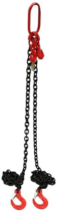 Qussse Cadena colgante 2T – 2 m – 2 hilos – Cadena de tope de acero aleado – Cadena de grúa con gancho – Cadena gargantilla para fábricas, almacenes, garajes y construcción