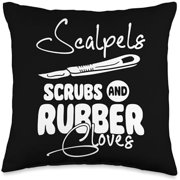 Scalpels Scrubs And Rubber Cloves Surgical Technician Throw Pillow