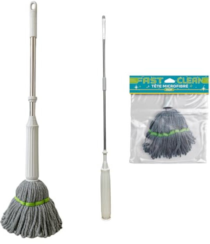 Venteo Balai serpillière avec Manche rétractable tête Microfibre - prêt à l'emploi