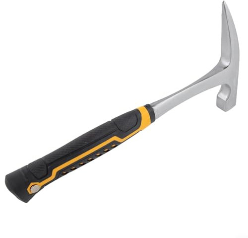 Marteau géologique, pic à pierre à double tête en acier 45 avec poignée en caoutchouc antidérapant, options de taille 280 mm/320 mm pour l'exploitation minière/maçonnerie/exploration extérieure, jaune