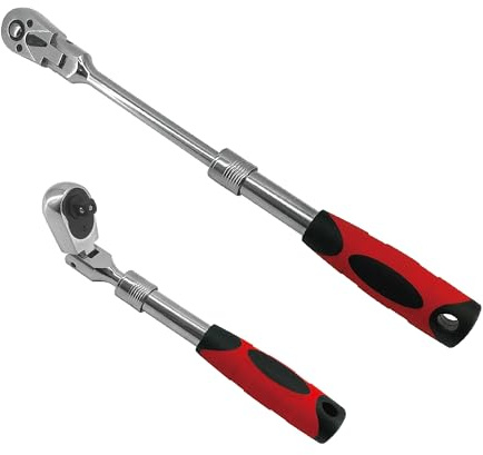 MacWork 3/8-Inch Drive Telescoping Flex Head Ratchet, 72 Teeth, Quick-Release, 1 Pack