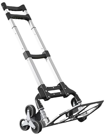 Diable pliable pour 70,3 kg – Chariot d'escalier avec 10 roues – Chariot en aluminium robuste avec poignée télescopique à 3 étapes compact et pliable pour déménagement à domicile et voyage (parfait