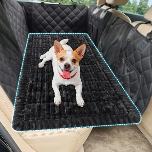 Loiion Cuscino Auto Cane, Tappetino Cane per Auto, Tappetino Antiscivolo per Cani, Flanella è Morbida Brandina per Cani, Resistente ai Graffi e Confortevole, 127×62,5x2,5cm, Nero