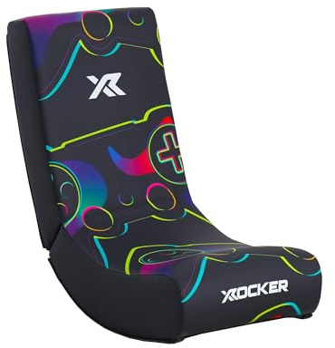 X-Rocker Gamepad Floor Rocker, Folding Console Gaming Chair - Ergonomic Support, Space-Saving Design, Rocking Base, Wipe-Clean Faux Leather for Kids - Controller