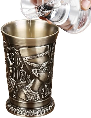 Generiska spritglas för resor – 30 ml zinklegering vintage egyptiska stenkannor – shotglas | För män halloween whisky jul familj vänner fest semester häxor