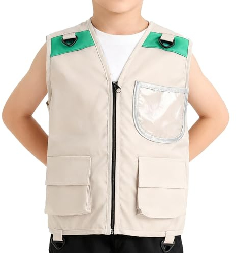 Wcybym Chaleco de pesca para niños, con diseño sin mangas, 43 x 55 cm, chaleco de pesca para niños, ligero, transpirable, para parque, zoológico, camping, senderismo, senderismo