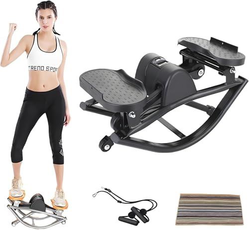LYNNEYING Stepper A Dondolo Per Allenamenti A Casa, Macchina Stepper Laterale Per Rafforzare I Muscoli Del Pavimento Pelvico, Esercitatore Ellittico, Basso Impatto(Black)