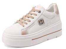 QUEEN HELENA Zapatillas de Plataforma con Cordones y Lentejuelas Casual para Mujer X32-61, 37 EU