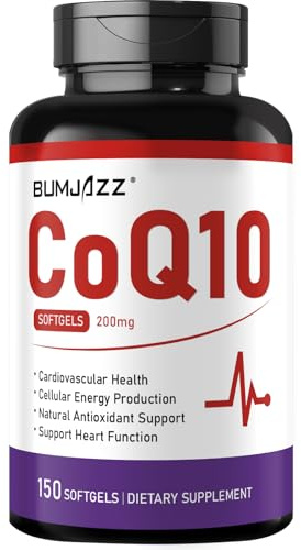 Cápsulas Blandas de CoQ10 100 mg, 150 Unidades - Coenzima Q10 como Ubiquinona con Vitamina E y Aceite MCT, Apoyo Antioxidante del Corazón, del Sistema Cardiovascular y de las Mitocondrias