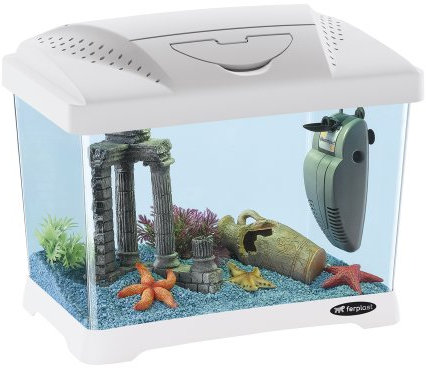 Ferplast Hydor Kunststoffaquarium CAPRI JUNIOR, Fassungsvermögen 21 L, Lampe und Innenfilter, Weiß