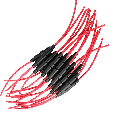 Gebildet 5 x 20mm AGC-Sicherungshalter, Inline-Schraub-Typ mit 16 AWG Draht, 32V 20A Sicherungskasten für Schnell-Schlag Glassicherung (15Stück)