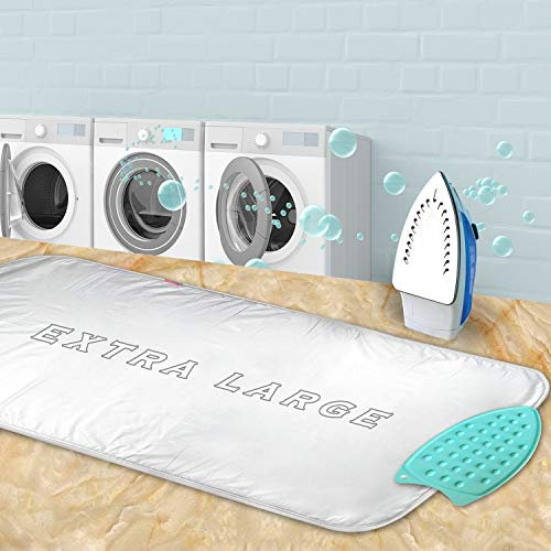 Tappetino da stiro, extra large spesso (120 x 54,7 cm), tappetino da stiro portatile, doppio lato utilizzando il cuscinetto termico isolato sul piano di lavoro, ottimo ricambio per asse da stiro