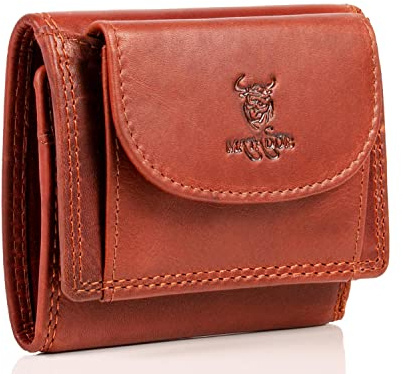 MATADOR Kleine Geldbörse Herren Leder #GENF Mini Geldbeutel mit edler Geschenk Box, Elegantes Portmonee mit RFID Blocker, Luxus Geldbörse Herren Klein mit vielen Fächern in Braun Vintage