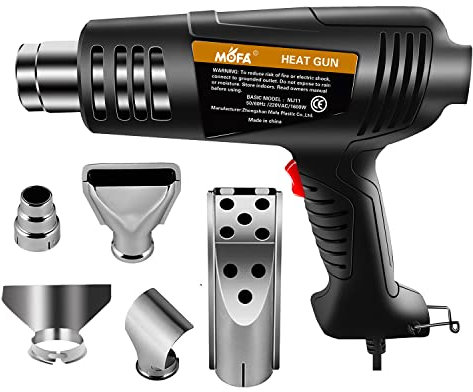 mofa Pistola de aire caliente profesional MJ11 1600 vatios, rango de temperatura 200-650 ° C con 5 boquillas