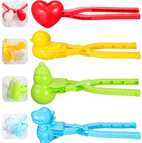 Civaner 4 Pcs Snowball Maker Clip for Kids Winter Duck Snowball Maker Toys Snowball Fights Maker for Outdoor Winter Activities Snow Games Beach Sand Toys Gifts(Retro Style)