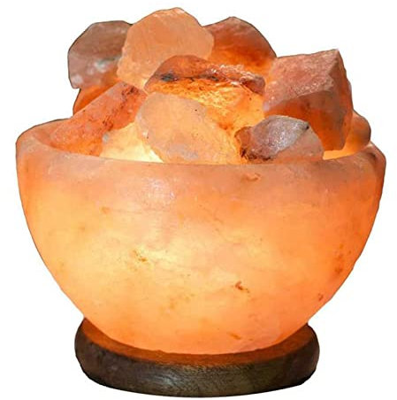 Gigesute Lampada Braciere al Sale Dell'himalaya Rosa Naturale con Lampadina E Interruttore Dimmer, Pezzi Salgemma Cristallo Fatti A Mano, per Decorazioni Casa E Regali