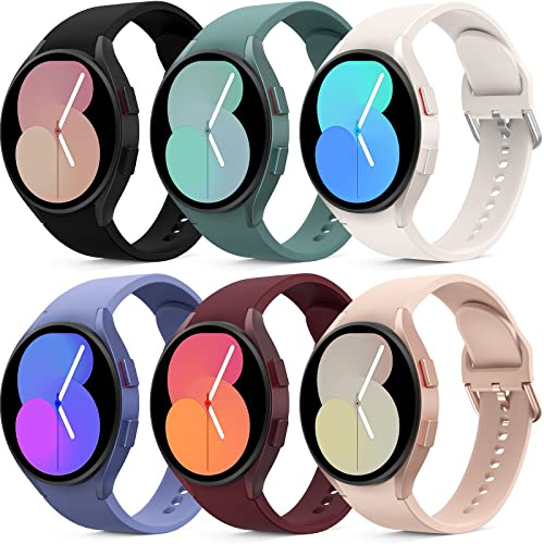 Higgs 6 Pack Strap Compatible with Samsung Galaxy Watch 7/FE/6/5/4 40mm 44mm/Watch 5 Pro 45mm/Galaxy Watch 4 Classic 42mm 46mm for Men and Women, Soft Silicone Sport Straps