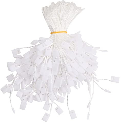1000 Piezas Cuerda para Colgar Etiquetas, Cadena de Etiqueta Colgante, Etiquetas de Precios Desechables con Cerradura Cierre para Ropa Joyas Equipaje y Productos de Seguridad, 17 cm (Blanco)